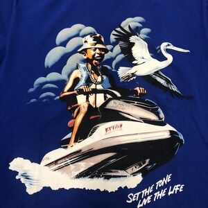 Akoo "Jet Ski Joy SS Tee" Blue Size Large T Shirt Set The Tone Live The Life